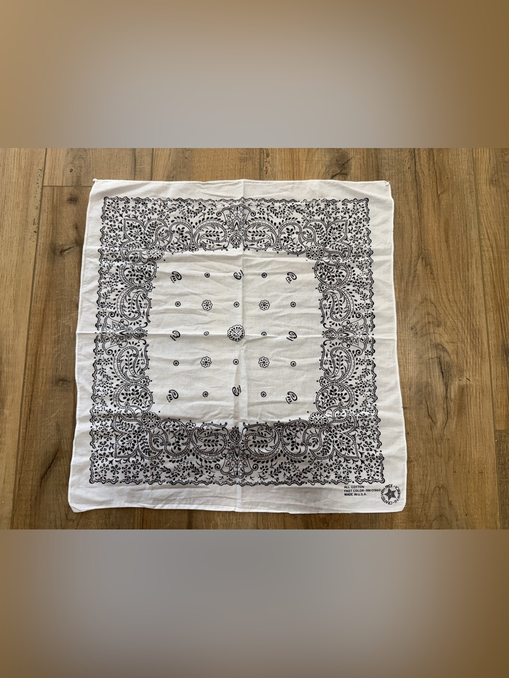 3 for $25 White Black Paisley Made in USA 100% Cotton Vintage Style Square Scarf